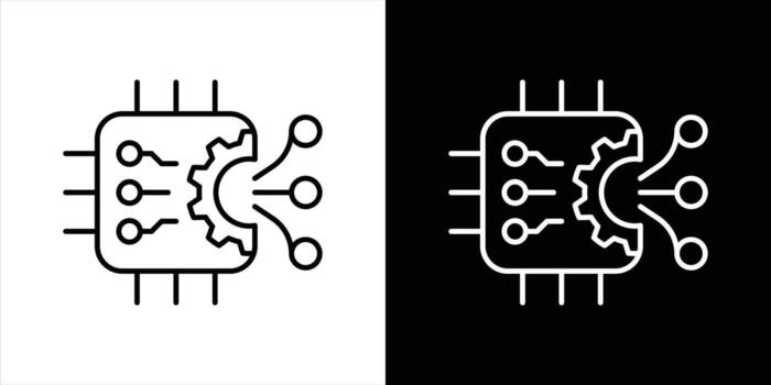 mechacore icon set. containing intelligence processing and mechanical precision in one powerful chip thin line and color style icon symbol sign vector