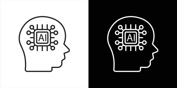 artificial inteligencia icono colocar. conteniendo ai motorizado mente, artificial inteligencia y humano máquina sinergia, icono Delgado línea estilo símbolo firmar para tu aplicación y web vector