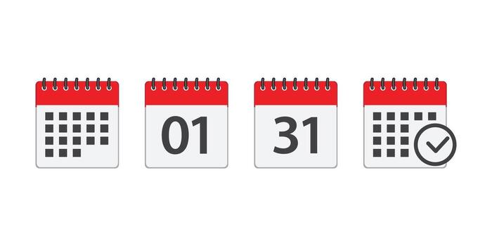 calendar planner icons for app, website, ui. reminder organizer event signs. Calendar icon set. schedule for a business plan. icon on a clear backdrop vector