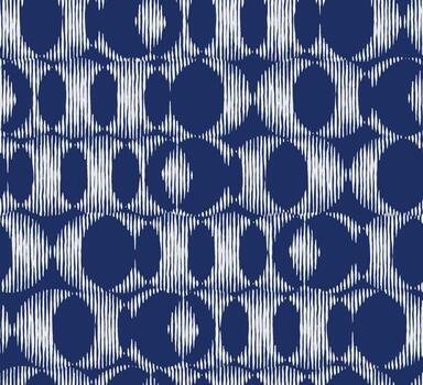 Hand drawn abstract seamless circle pattern with vertical line texture in blue and white. Modern and organic, perfect for textiles, wallpaper, and stylish graphic design. vector