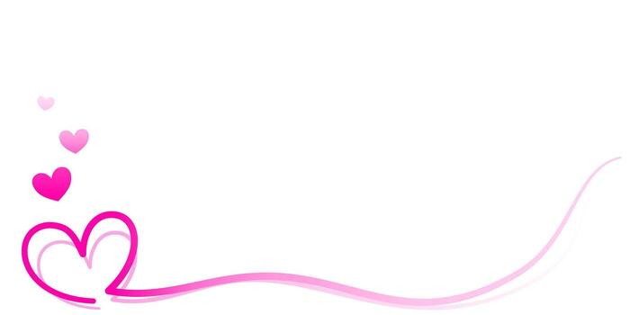 white background with pink heart shape and curved line vector