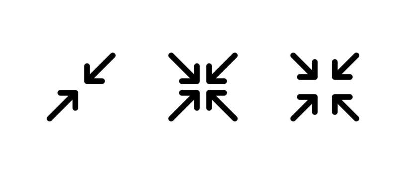 minimizar y colapso icono colocar. salida lleno pantalla símbolo para ui y medios de comunicación aplicaciones vector