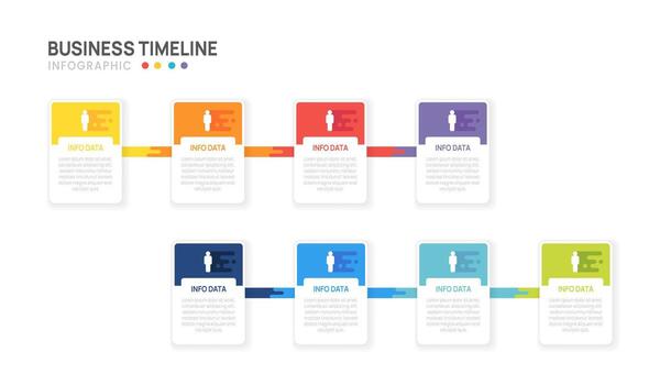 Infographic Business template 2, 4, 8 steps options, presentation workflows with process diagram elements illustration. vector