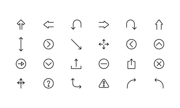 mínimo circulo y flecha íconos recopilación. presentando dinámica formas y direccional símbolos Perfecto para navegación y fluir diseños vector