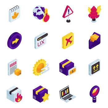 Array of colorful icons representing various concepts vector
