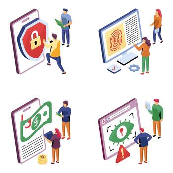 Illustration of cybersecurity concepts and practices vector