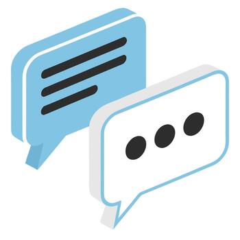 Isometric Illustration of Two Chat Bubbles A Serene Digital Communication Scene Showing Text Message Exchange vector