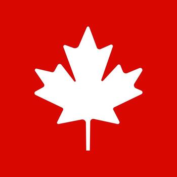 Maple leaf icon on red background. vector