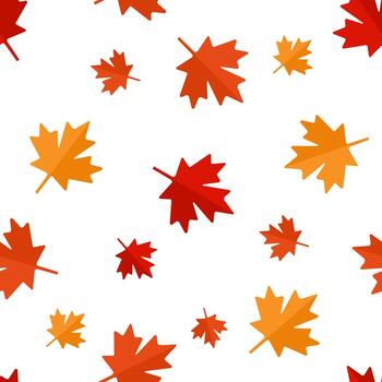 Maple leaf seamless pattern on white background. vector