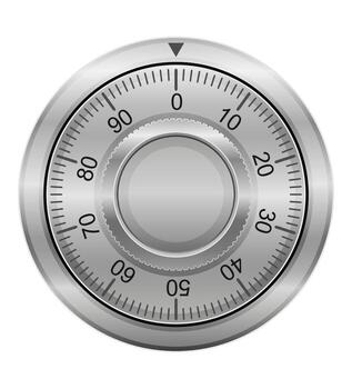 silver combination lock dial vector