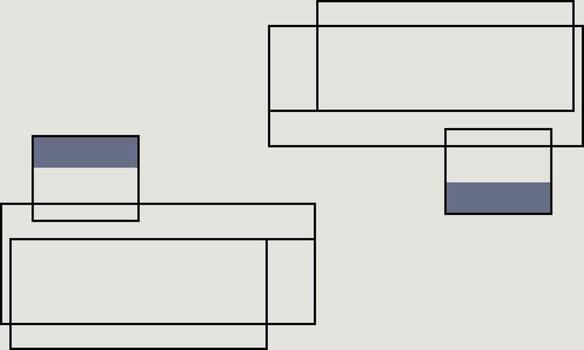 A diagram of a rectangular sofa with two different colors vector