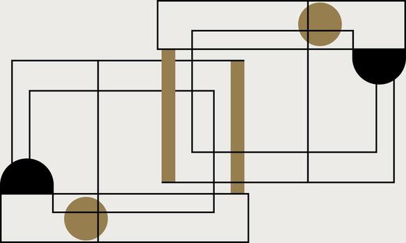 A black and white drawing line of a square with two circles vector