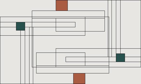 A drawing of a square with four squares vector