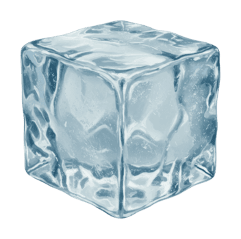 Transparent ice cube with textured surface for cool refreshing design. png
