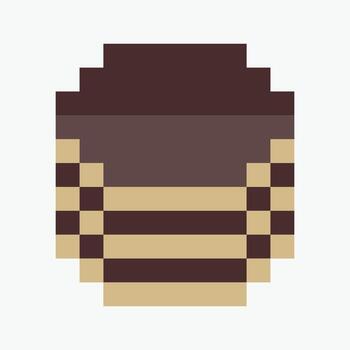 cylinder cake pixel art icon illustration, Pixel art icon featuring a cylindrical shape resembling a cake. The illustration uses a simple color palette . vector