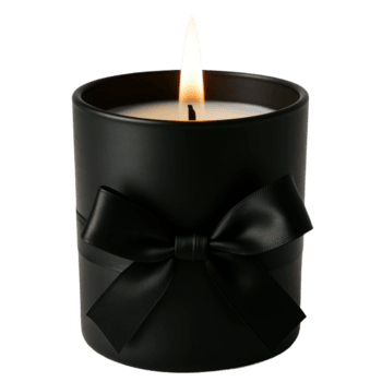 elegante nero candela con un' illuminato stoppino e decorativo arco. Perfetto per aggiungendo un' toccare di raffinatezza per qualunque ambientazione. png