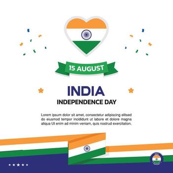 india Independence Day Design, 15th August design element box template with ribbon at the bottom, india map and flag vector