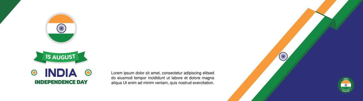 india Independence Day Design, August 15th design element template with waving ribbon flag on the right, india map and flag vector