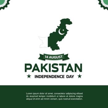 pakistan Independence Day Design, minimalist template of August 14th design elements with map in the center, pakistan and flag in the form of poster and banner vector