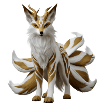 Majestic fantasy creature with intricate fur patterns and elegant presence in a whimsical setting png