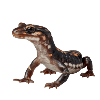 Detailed Close up of a Colorful Salamander with Unique Patterns on Its Skin in a Studio Setting png