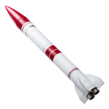 Detailed Top View of a Red and White Rocket with Sleek Design and Engine Nozzle for Aerospace Projects png