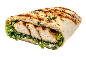 Grilled Chicken Caesar Wrap with Lettuce on Transparent Background png