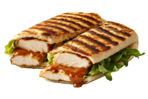Grilled Chicken Panini Sandwich on Transparent Background png