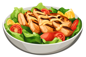 Grilled Chicken Salad in Bowl on Transparent Background png