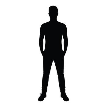 Silhouette of a man standing in front of a white background vector