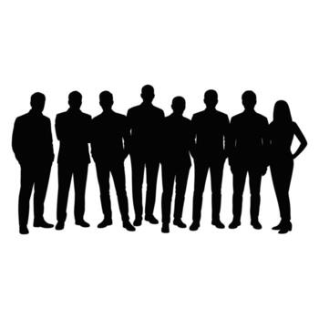 Silhouette of a group of people standing in front of a white background vector