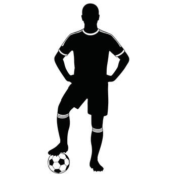 Silhouette of a soccer player with ball on white background vector