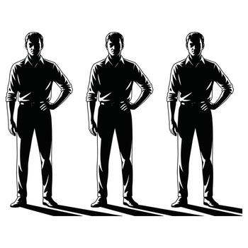 Silhouette of man standing in front of a white background vector