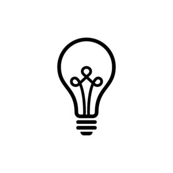 Simple Monoline Think Idea Light Bulb Lamp Icon Template vector