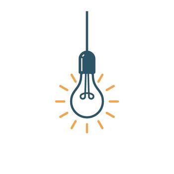 Classical Line Art Hanging Light Bulb Lamp Icon Template vector