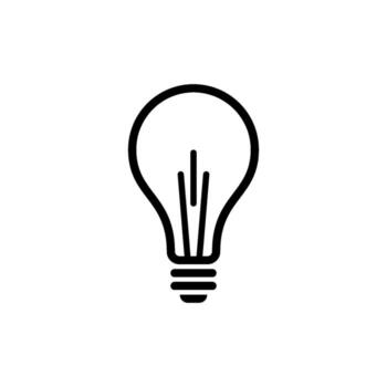 Black Color Monoline Think Idea Light Bulb Lamp Icon Template vector