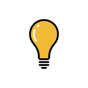 Yellow Color with Shadow Think Idea Light Bulb Lamp Icon Template vector