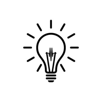 Simple Line Art Think Idea Light Bulb Lamp Icon Template vector