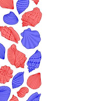 Seashells with copy space for design or message Hand drawn illustration vector