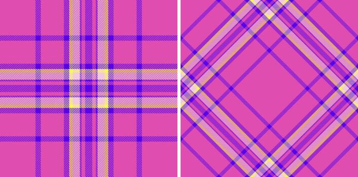 vibrante rosado tartán patrones en dos distinto estilos clásico cruzado y dinámica diagonal. Perfecto para textil diseño, moda, embalaje, o sitio web antecedentes. vector