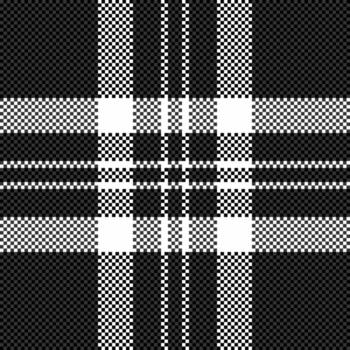 Stylish monochrome plaid pattern. A striking geometric design featuring intersecting black and white checkered blocks, ideal for backgrounds, textiles, or website designs. vector