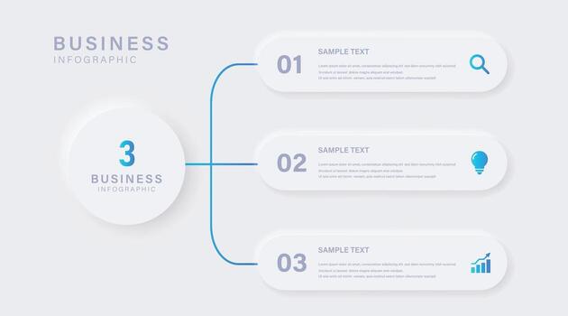 Flowchart infographic in neurotrophic style. Business concept with 3 options, parts, steps or processes for business presentation vector