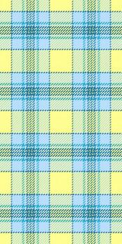 cinta modelo textura, lecho sin costura tartán textil. largo tela cheque tartán antecedentes en cian y amarillo colores. vector