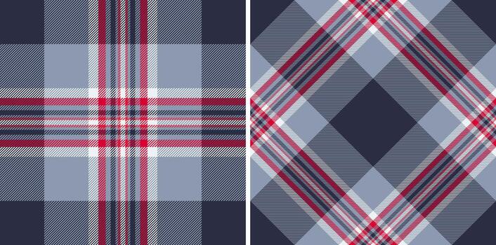Classic plaid patterns in cool blue and red tones. Versatile for backgrounds, textiles, or design projects needing a traditional, yet modern, touch. vector
