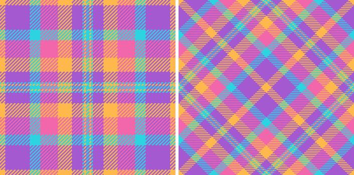 Vibrant pastel plaid patterns, perfect for textile design, fashion, or web backgrounds. Two distinct yet complementary styles offer versatility. vector