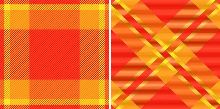 vibrante rojo y naranja tartán patrones. dos distinto diseños oferta versatilidad para varios aplicaciones, desde textil diseño a sitio web antecedentes. vector