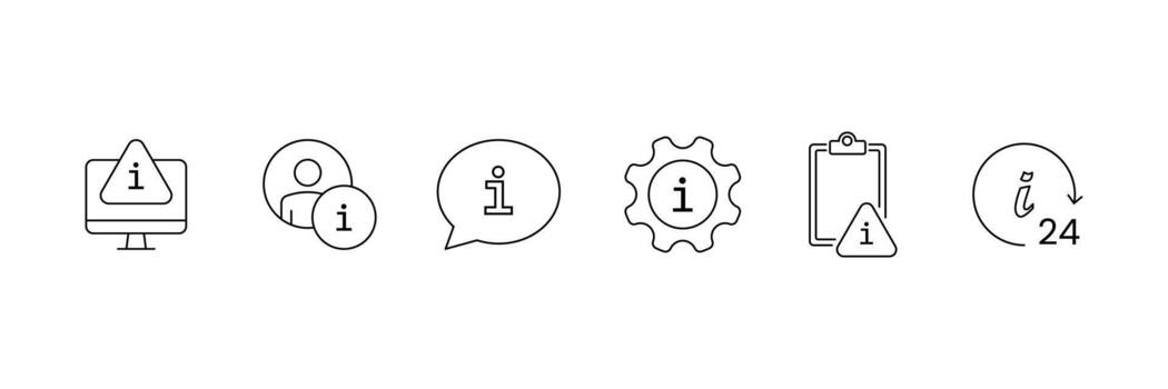 Set of Info and Help icon collection. Instruction, guidebook, reference symbol. vector