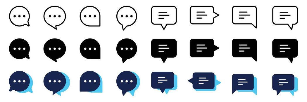 Set of Talk bubble, dialog icon collection. Conversation, SMS, Notification symbol. vector