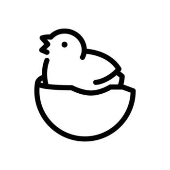 chick with half of egg outline icon design good for web or mobile app vector