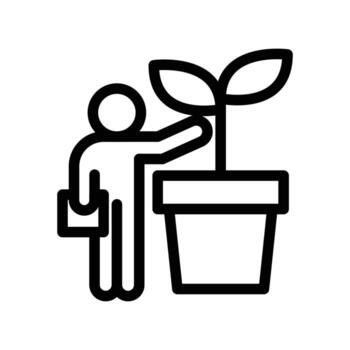 crecimiento, personas y maceta de árbol contorno icono diseño bueno para web o móvil aplicación vector